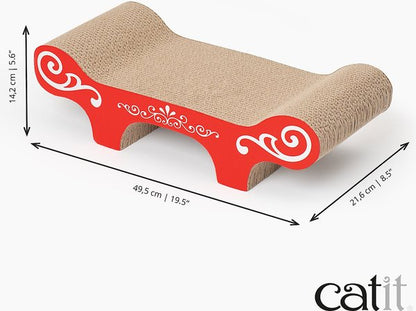 Cat Scratcher Lounger with Catnip - Red Bench