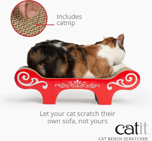 Cat Scratcher Lounger with Catnip - Red Bench