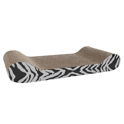 Cat Scratcher Lounger with Catnip - White Tiger Print